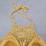 H&M  Yellow Lace Crochet Eyelet Halter Tie Padded Bikini Bralette Swim Top 6 Photo 5