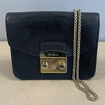 Furla Black Leather Mini Metropolis Chain Crossbody Bag - Preowned Photo 0