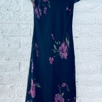 Jones New York Vintage 90s Long Black Summer Maxi Dress with Pink Flower Print size 6 Photo 3