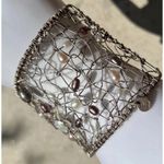 Vintage Freshwater .999 Silver Pearl Wire Rope Cuff Bracelet Wrapped Pearls 7.5” Photo 1