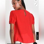 Lulus Sophisticated Sweetheart Red Orange Pleated Puff Sleeve Top NEW Size SMALL Photo 2
