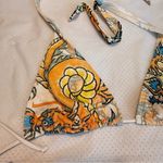 Winki Dragon Print Bikini Triangle Halter Top Side Tie Bottoms Size Small Orange Photo 2