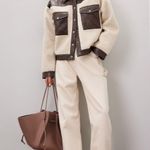 Peter Som Quilted Leather Sherpa Jacket Size Medium Photo 11