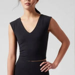 Athleta NWOT  Vita Free Cropped V-Neck Tank in Black Size Medium Photo 0
