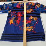 Vintage Diane Freis Abstract Patchwork Floral Knit Top Blue Striped Sheer Sleeve Size undefined Photo 12