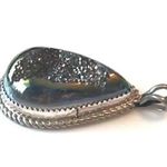 Navajo Sterling Silver Titanium Druzy Geode Pendant Native American HT Signed Photo 4