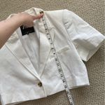 ZARA Cropped White Blazer Short Sleeve Jacket Size Small Cotton Blend FLAWS Photo 2