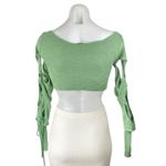 Oh Polly Green Cutout Long Sleeve Scop Neck Tie Off The Shoulder Crop Top Size 4 Photo 2