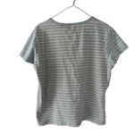 Faded Glory  Striped Cotton Tee Shirt Casual Relaxed Fit Sage Green Peach Size XL Photo 3