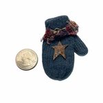 Vintage Rustic Glove‎ Pin Brooch Star Plaid Blue Blue Photo 1