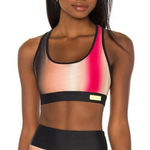 P.E NATION Momentum Sports Bra Pink Ombré Size Small Racer Back Scoop Neck Black Photo 0