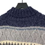Orvis Fair Isle Chunky Knit Cowl Neck Sweater Grey Blue Cream S Photo 7