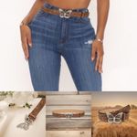 Butterfly Buckle Vintage Style Embossed Brown Waistband Western‎ Jeans Belt Photo 2