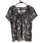 Ralph Lauren Jeans Co. Black label Women's XL Blue Paisley Ruffle Blouse Casual Photo 0