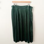 Roolee  | Dark Green Velvet Accordion Pleat Midi Skirt Pleated Elastic | Size XXL Photo 1