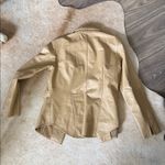 Frenchi Beige genuine Leather shirt Jacket shacket size small Tan Photo 4