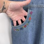 Vintage Carole Little Denim Jumper Dress Large Blue Jean Embroidered Cotton NEW Photo 3