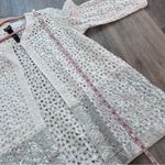 Chico’s travelers white & silver textured topper cardigan‎ Size L Photo 3