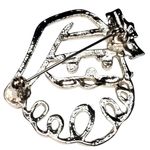 Vtg Santa Claus Enamel Silver Tone Outlined Face 1.5" Brooch Pin Photo 1