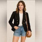 Nanette Lepore Black Gold Button Blazer Classic Double Breasted Office Jacket 12 Photo 2