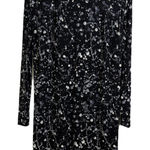 Tory Burch  Meredith Silk Dress XS Black Long Sleeve Paint Splatter Zip Designer Photo 0