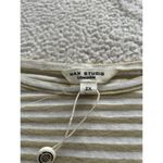 Max Studio  London Short Sleeve Drawstring Hem Stripe Top Khaki & White Size 2X Photo 1