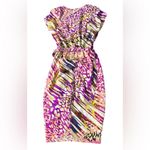 Charlie Jade Silk Slip Dress‎ Midi  Beach  Purple Animal Resort Artsy  Medium Photo 2