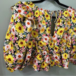 For Love & Lemons NWT  Glenn Crop Top Yellow Floral Puff Sleeve Size Medium Photo 8