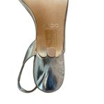 ALDO  | Silver Sling Back Heels Size 8.5 Strappy Metallic Prom Formal Shoes Photo 4