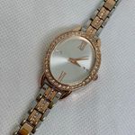 Charter Club  women gold silver tone watch 26mm oval case rhinestones running Photo 2