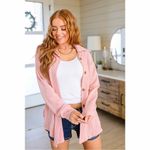 7th Ray ‎ Cable Knit Button Front Shirt Jacket Shacket Pink Small Photo 1