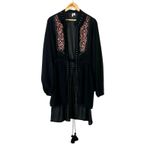 Cato Embroidered Boho Sheer Cardigan Womens 18W Black Tassel Duster Boho Tribal Photo 1
