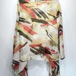 Chico's Chico’s Travelers Collection Earth Tone Sheer Asymmetric Hem Flowy Pullover 2/L Photo 5