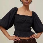 Urban Outfitters NWT  Vida Lace-Back Smocked Top Black Photo 2