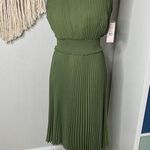 Nanette Lepore  High Neck Mini Pleat Fit and Flare Dress Green Olive Martini Photo 0