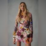 ASOS 3D flowers appliqué dress long sleeve mesh mock neck mini Oscarrenta embroidered Photo 6