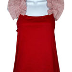 Tommy Hilfiger  Red‎ Cotton Sleeveless Tank Top Ruffle Stripe Sleeves Size Medium Photo 0