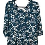 Pact  V-Neck Midi Dress Organic Cotton Dark Teal Blue Floral Size XL Photo 1