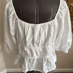 A New Day  White Puff Sleeve Peplum Blouse Size XL Photo 2