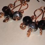 Elegant Copper and Black Metallic Gray Beaded Boho Dangle Earrings Brown Photo 3