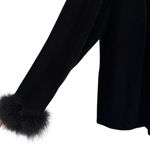 Jessica Howard  Black Velvet Top Feather Cuffs Draped Back Neckline Women’s 18W Photo 2