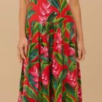 Farm Rio Red Dream Garden Lenzing Ecovero Euroflax Maxi Dress Red Size XS Photo 0