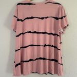 🦋 Pink and Black Striped Women's Top Casual Comfy Stretch Soft XXL Photo 6