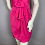 BCBGMAXAZRIA Dress One Shoulder Cocktail Pink Begonia Front Bow Sz 6 Mini Palais Photo 4