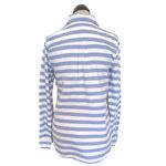 J.Crew  Womens Blouse Shirt Mid Button Sz 2 Camp Popover In Bar Stripe Blue Coast Photo 4