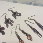 Women’s Lot Of 5 Dangle Costume Earrings Pierced Beaded Purple / Pink Mix Photo 2