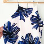 Blue Rain  Graphic Floral White Summer Lined Tank Small S Photo 1