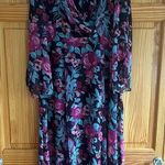 Floral Black Pink and Light Blue Boho Women's Dress Size L Photo 0