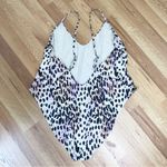 Good American  Leopard Print One Piece Swimsuit Satin‎ High Cut Leg Size 4X 4XL 7 Photo 3