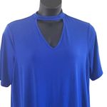 Excellent Boutique Plus Women’s Blue Keyhole Cutout Neck Blouse Size 0X Plus Photo 7